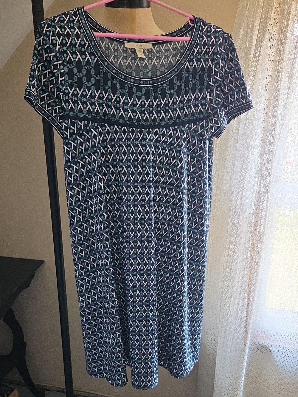 Lark & Ro Navy Scoop Neck Shift Dress Size M